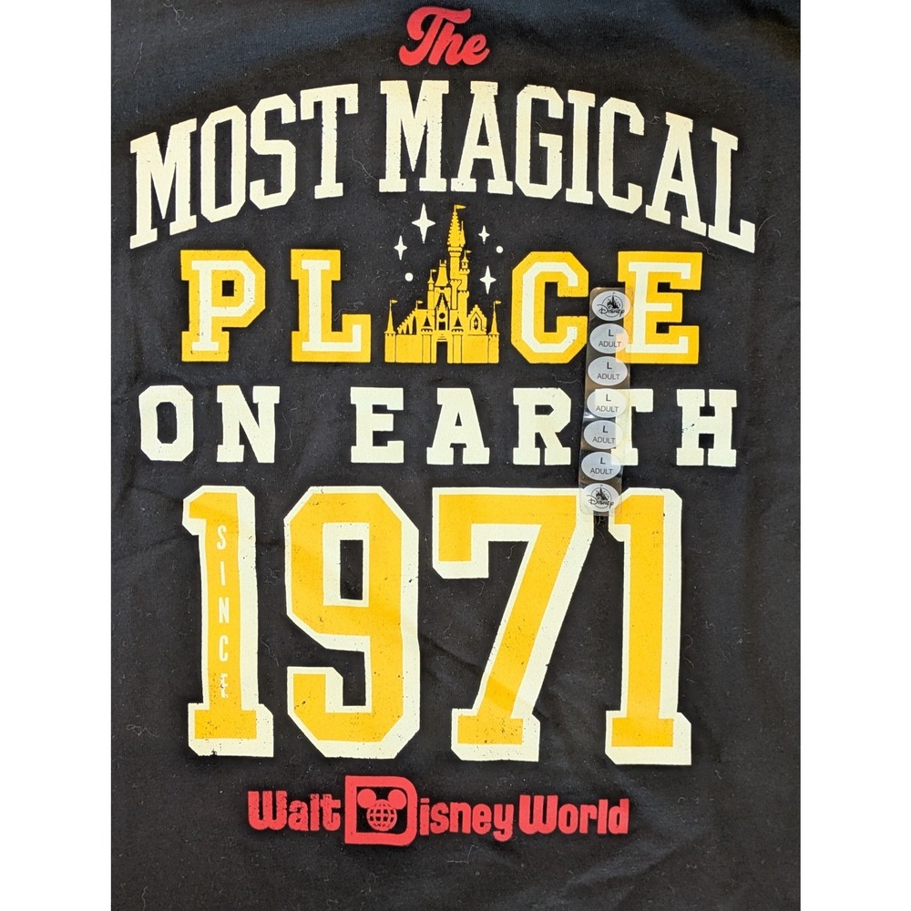 Disney World Most Magical‎ Place On Earth 1971 Black Graphic T-Shirt Adult Large - Picture 2 of 6